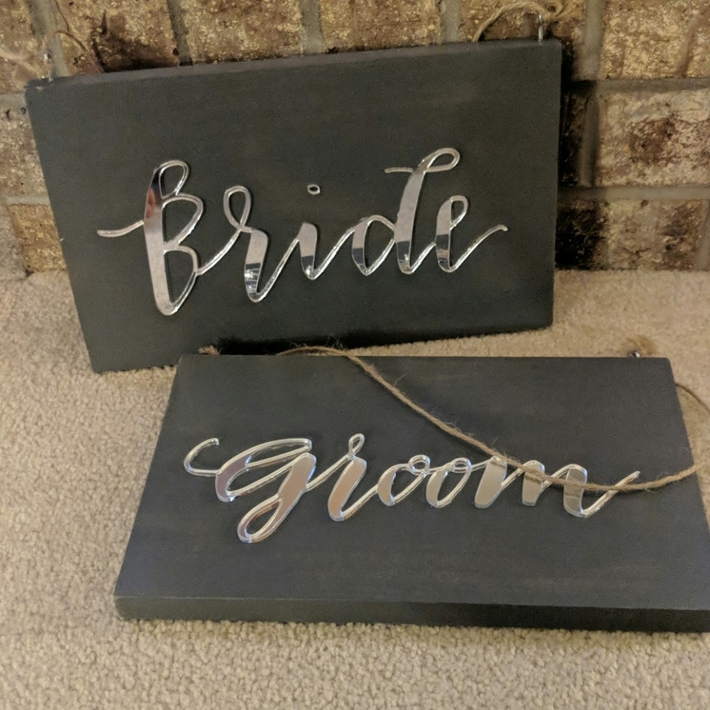 Bride and Groom Chair Signs